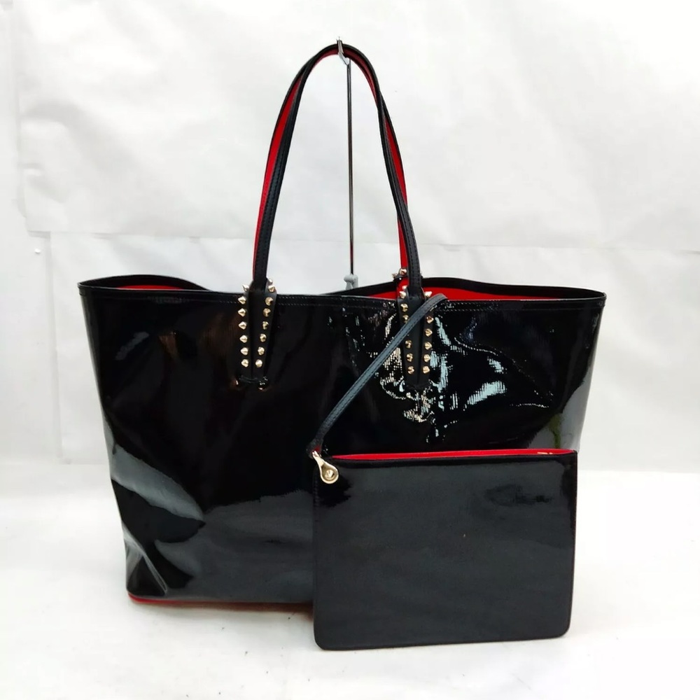 Christian Louboutin Black Patent Spike Tote